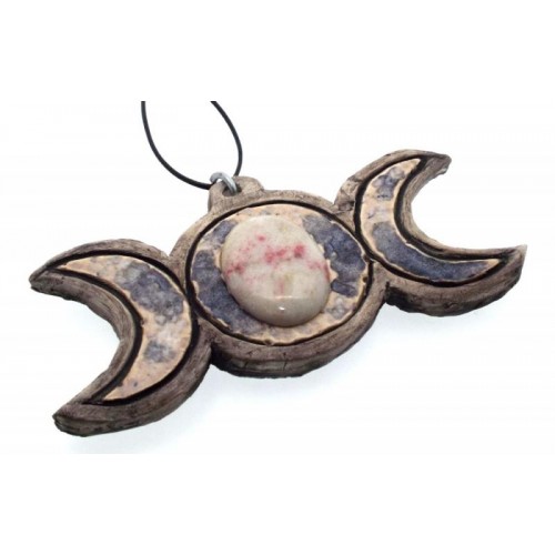 Ceramic Triple Moon with Cinnabar Wall Art 52